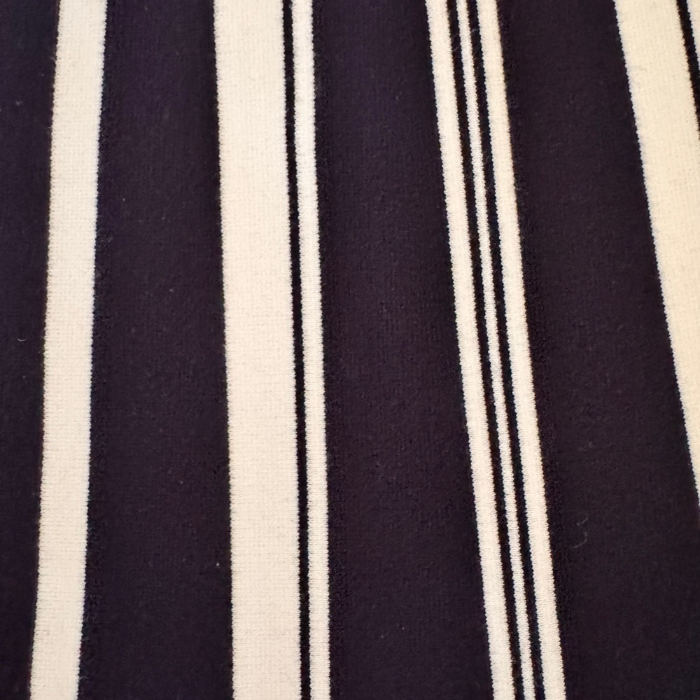 Massimo Dutti Navy Blue and Cream Strip A-Line Skirt - Picture 2 of 6